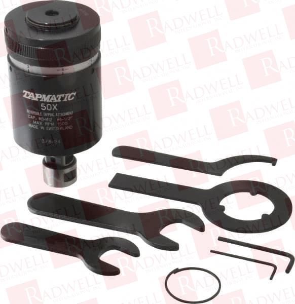 MODEL 50X, NO. 6 MIN TAP CAPACITY, 1/2 INCH MAX MILD STEEL TAP CAPACITY, 3/8-24 MOUNT TAPPING HEAD 22100 (J421), 22000 (J422) COMPATIBLE, INCLUDES TAP CLAMPING WRENCHES, FOR MANUAL MACHINES