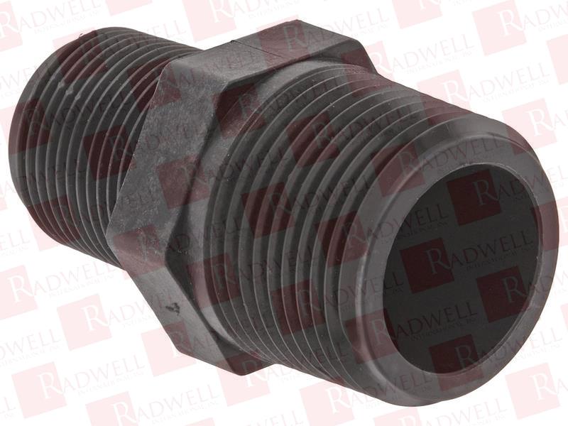 PIPE FITTING, REDUCING NIPPLE, STRAIGHT, 1 INCH NPT, MALE, 3/4 INCH LENGTH, POLYPROPYLENE