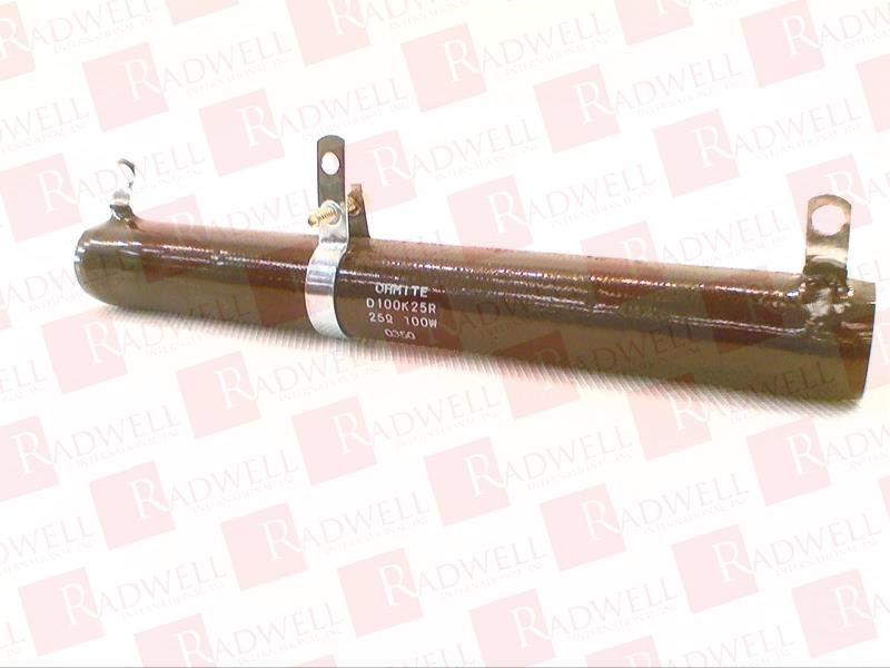 WIREWOUND RESISTOR, 25 OHM, 100W, 10%; RESISTANCE:25OHM; PRODUCT RANGE:D100 SERIES; POWER RATING:100W; RESISTANCE TOLERANCE:± 10%; VOLTAGE RATING:2.845KV; RESISTOR ELEMENT TYPE:WIREWOUND; TE ...