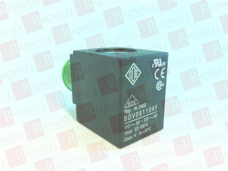 SOLENOID VALVE COIL, 120 VAC, 50/60 HZ, 15 VA, CLASS H, 3 BLADE PLUG-IN, UL APPROVED, REPLACEMENT FOR BDF08110BU
