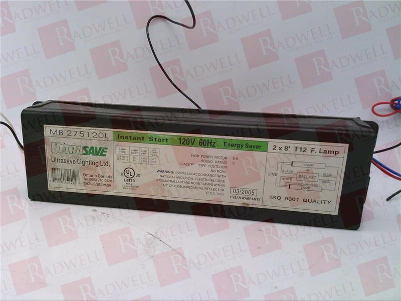 ULTRASAVE LIGHTING, MB 275120L, BALLAST, INSTANT START, 120V, 60HZ