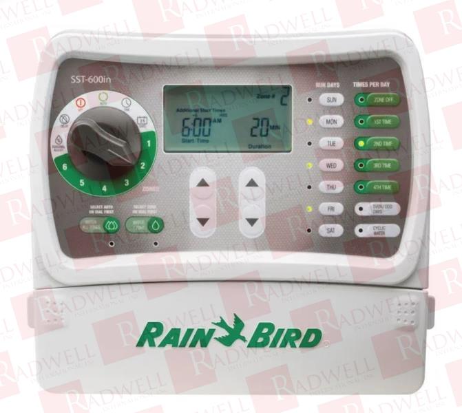 IRRIGATION TIMER, 6 STATION, INDOOR, "SIMPLE TO SET", FIXED, INPUT / 0.17 AMP / 120 VAC / 60 HZ, OUTPUT / 0.65 AMP / 25.5 VAC / 60 HZ, FEATURES / RAIN DELAY / SEASONAL ADJUST / WATER BUDJUET ...