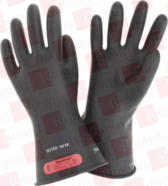 CLASS 0, SIZE L (9), 11" LONG, RUBBER LINEMAN'S GLOVE 1,000 AC MAX USE VOLTAGE, 5,000 AC TEST VOLTAGE, BLACK, ASTM D120, IEC EN60903