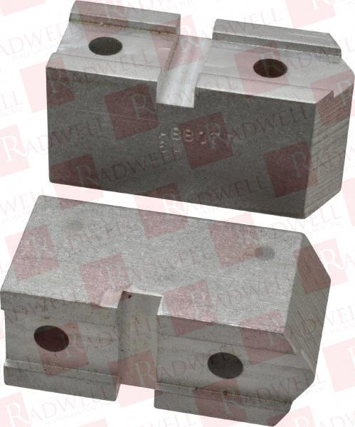 6 INCH & UP CHUCK CAPACITY, SERRATED ATTACHMENT, SQUARE SOFT LATHE CHUCK JAW 3 JAWS, ALUMINUM, 1-11/16 INCH BTW MOUNT HOLE CTRS, 3 INCH LONG X 1-1/4 INCH WIDE X 1-1/2 INCH HIGH, 0.738 INCH G ...