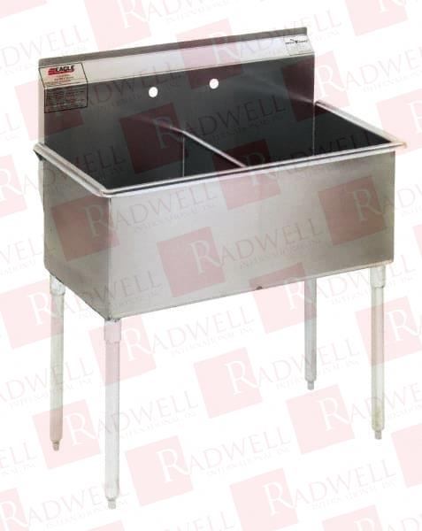 36" LONG X 21" WIDE INSIDE, 2 COMPARTMENT, STAINLESS STEEL STAINLESS STEEL SCULLERY SINK 16 GAUGE, 39" LONG X 24-1/2" WIDE X 42" HIGH OUTSIDE, 14" DEEP
