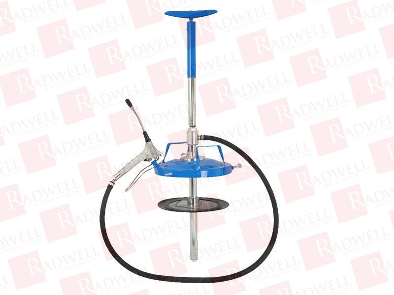 SUPERLUBE GREASE PUMP, SPRING LOADED PUMP, LID, RUBBER EDGED FOLLOWER PLATE, 3 METER HOSE, GREASE GUN