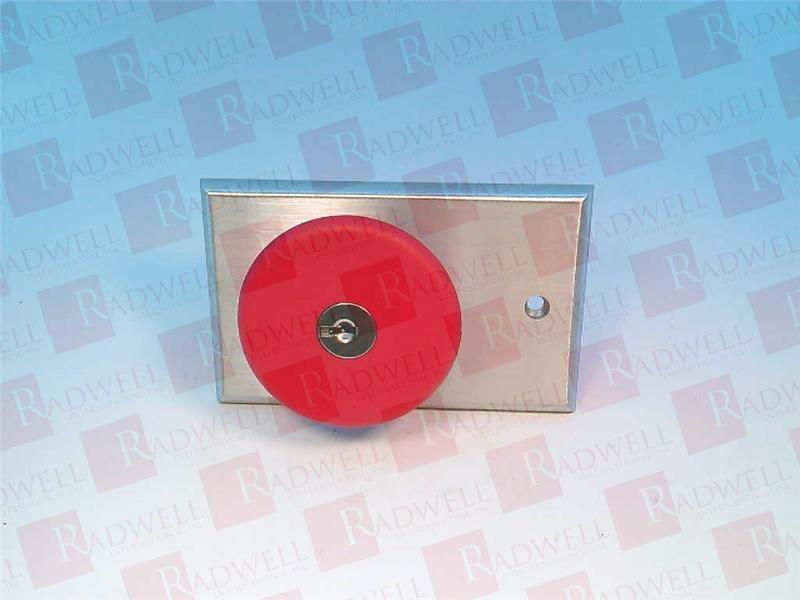 LOCKING RED PUSH BUTTON, CM-6000 SERIES, PUSH TO LOCK, KEY TO RELEASE, NO, NC, 10 AMP, 12-24 VDC, BRUSHED ALUMINUM