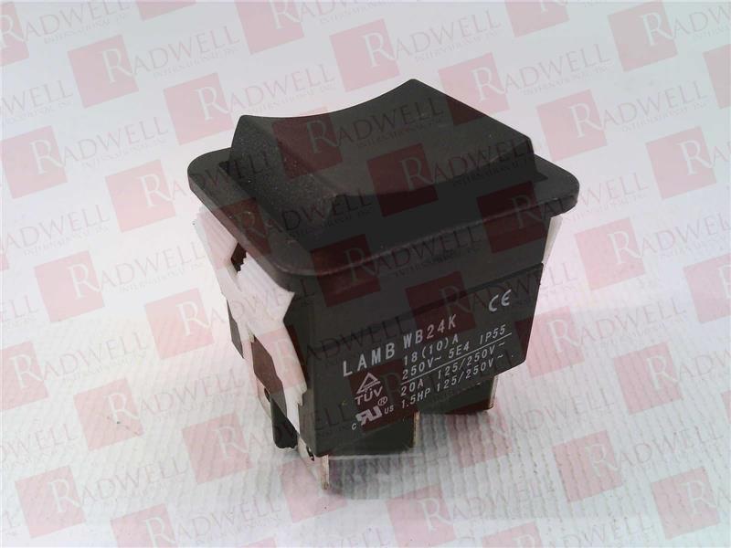  , LAMB INDUSTRIES, WB24KD1100, ROCKER SWITCH, 3POSITION, MOMENTARY RETURN TO CENTER, 20AMP, 125VAC, BLACK BEZEL, BLACK ACTUATOR, 6.3MM TAB TERMINALS