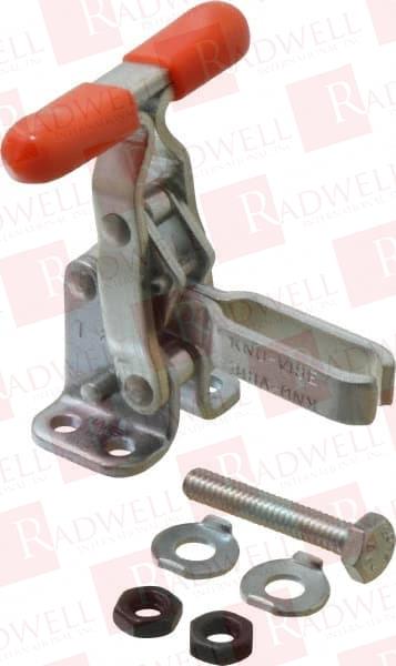 200 LB HOLDING CAPACITY, VERTICAL HANDLE, MANUAL HOLD DOWN TOGGLE CLAMP 64° HANDLE MOVEMENT, 110° BAR OPENING, U-BAR, FLANGED BASE, CARBON STEEL