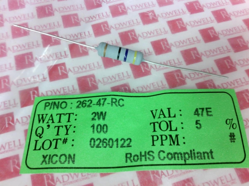 RESISTOR METAL OXIDE 47OHMS 5 PERCENT 2W EACH