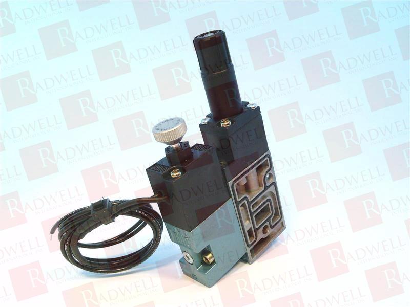 SOLENOID VALVE, 45 SERIES, SINGLE OPERATOR, 24 VDC, 5.4 W, 120 PSI, 1/8 INCH NPT PORTS, LOCKING EXTENDED MANUAL OPERATOR, W/ REGULATOR WITH ADJUSTABLE KNOB, 18 INCH LEAD WIRES
