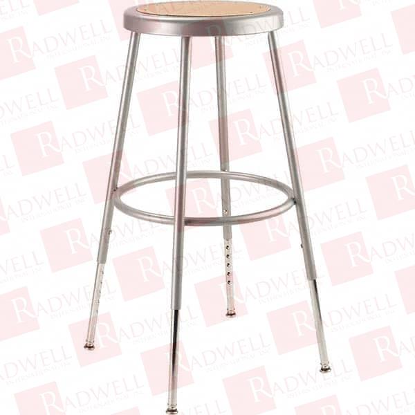 16-3/4" WIDE X 17-1/2" DEEP X 25 TO 33" HIGH, STANDARD BASE, ADJUSTABLE HEIGHT STOOL HARDBOARD SEAT, GRAY AND BROWN