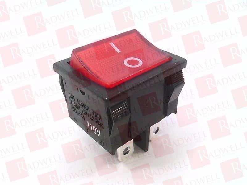 ROCKER SWITCH, ON-OFF, I - O MARKING, ILLUMINATED, RED LENS, BLACK BEZEL, 4 TERMINALS, 10(4)AMP 250VAC 1E4, 10(2)AMP 250VAC 5E4, 125VAC / 16AMP, 1/3HP