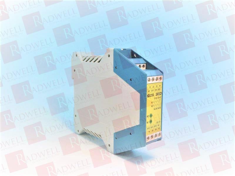  , SAFETY EMERGENCY STOP RELAY, SR3D, AC 230V 50-60HZ, IE: 8AMP, AC-15: 3A AC 250V, DC-13: 3A DC 24V, DIN RAIL MOUNT, FIXED SCREW TERMINALS