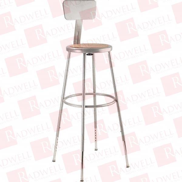 16-3/4" WIDE X 18-1/2" DEEP X 44 TO 53-1/2" HIGH, STANDARD BASE, ADJUSTABLE SEAT STOOL HARDBOARD SEAT, GRAY AND BROWN