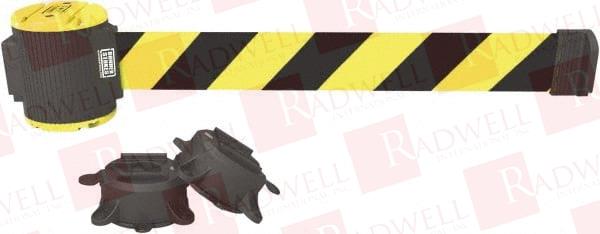 30' LONG X 2-1/2" WIDE NYLON/POLYESTER MAGNETIC WALL MOUNT BARRIER BLACK ON YELLOW