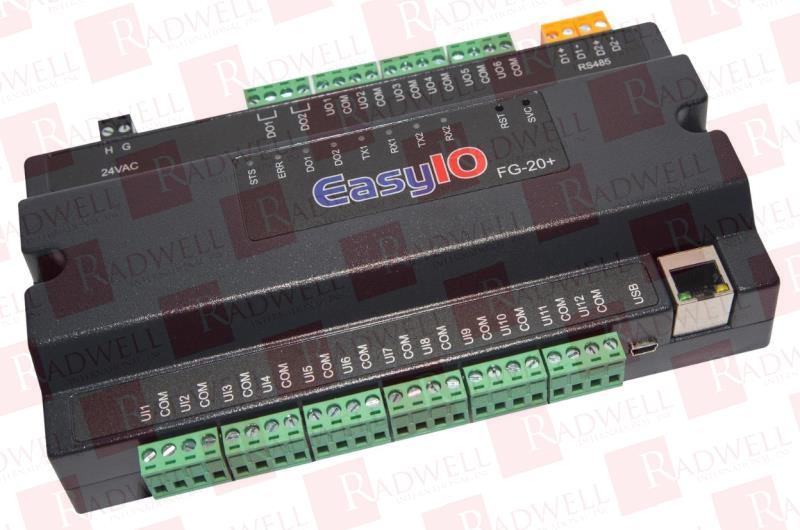 EASY IO CONTROLLER, ETHERNET MODBUS, 24 VAC, RS485, SCREW CLAMP TERMINALS, MICRO USB, ETHERNET
