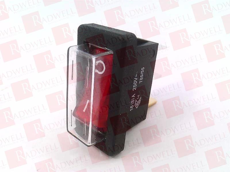 ROCKER SWITCH, ON-OFF, I - O MARKINGS, ILLUMINATED, RED LENS, BLACK BEZEL, 3 TERMINALS, CLEAR PVC CAP, 16(8)AMP 250VAC, 15AMP 125VAC, 7.5AMP 250VAC