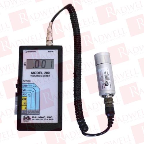  , VIBRATION METER, MODEL 200, DIGITAL, PROBE, AMPLITUDE RANGE 180 TO 200000 RPM, POWER 9 VOLT BATTERY