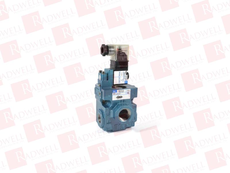 SOLENOID VALVE, 56 SERIES, 3-WAY, INLINE, 1/2 INCH NPTF, EXTERNAL PILOT AIR, NORMALLY CLOSED PILOT/SPOOL, 110-120 VAC, 50/60 HZ, NON-LOCKING RECESSED MANUAL OPERATOR, 1/2 INCH NPS CONDUIT W/ ...