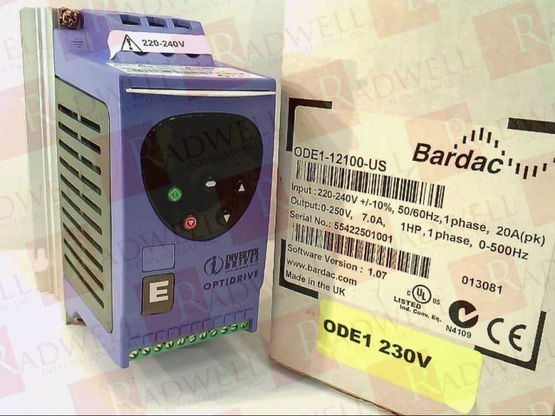OPTIDRIVE 1 - 220/240V, SINGLE PHASE INPUT, 230V, SINGLE PHASE OUTPUT 6.1” HIGH, 3.15” WIDE, 5.1” DEEP, 2.5LBS 1 HP G7AMPS
