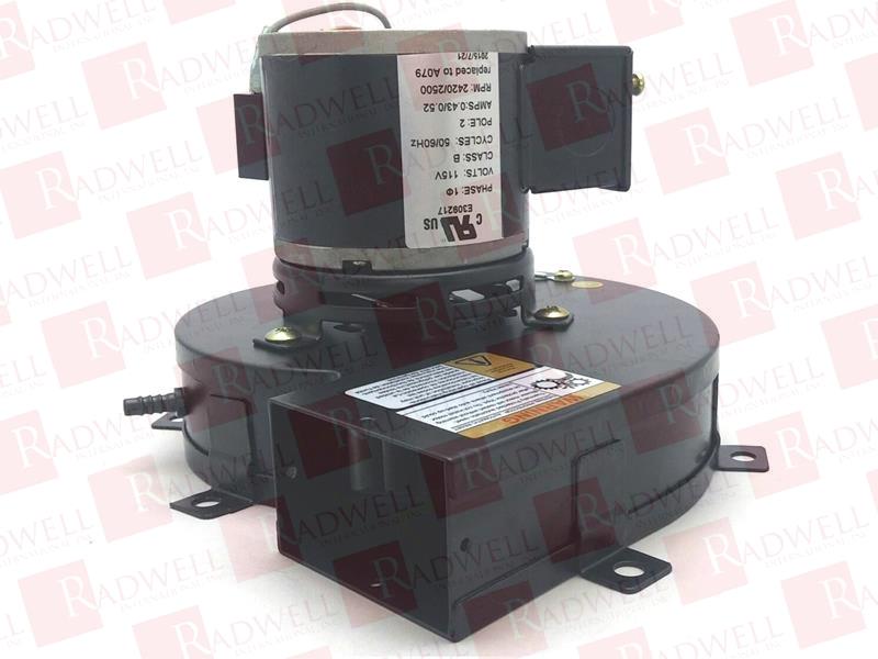 BLOWER MOTOR, DRAFT INDUCER 115V A079, REPLACES: A079, EQUIVALENT TO FASCO/A079, PACKARD 82483,
YORK/026-32067-000, YORK/026-32067-700, RHEEM/4MH15,
GOODMAN/4MH15, W.W. GRAINGER/4MH15, UNIVE ...