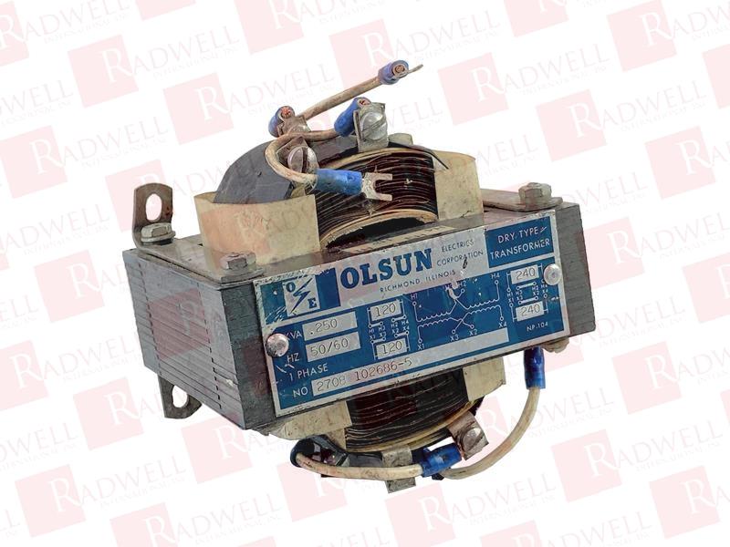  , TRANSFORMER, 1PHASE, 120/240V, .250KVA